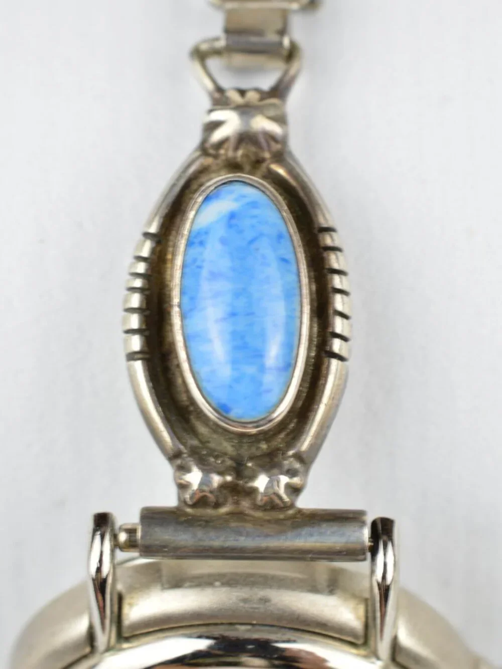 Vintage Womens Quartz Watch Silver Tone Southwestern Style Faux Turquoise Works!